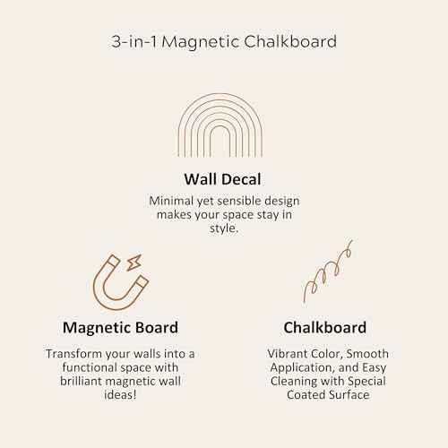 Magnetic Wall Decal Chalkboard for Kids CPC Certified Magnet Toy Arch Contact Paper for Wall Sticker Peel and Stick Self Adhesive Blackboard Home Decor Schooling (Milk Tea)