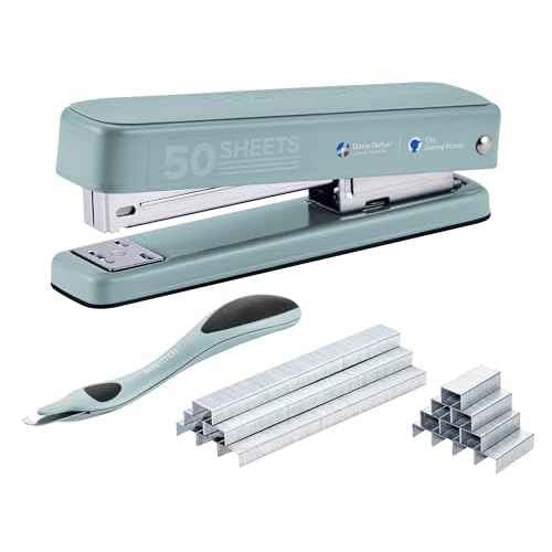 Bostitch Titan Heavy Duty Metal Stapler, 50 Sheet Capacity with 1250 Staples and Ergonomic Staple Remover, Jam Free Stapling, Full Strip Stapler for Desk, Office and Classroom, Sage
