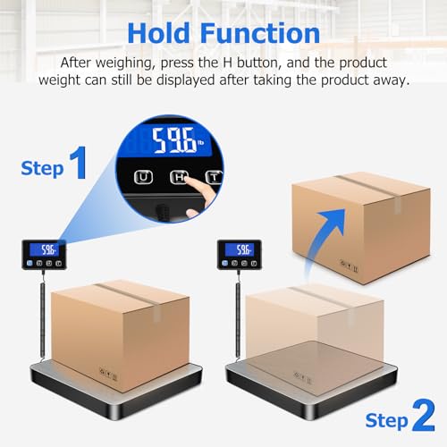 KUAIVO Silver Digital Shipping Scale 440lb/0.35oz with Hold/Tare for Postal & Business Use