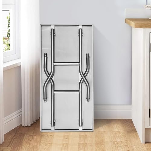 VEVOR Double Layer Stainless Steel Foldable Work Table 48x24 Inch for Commercial Kitchen & Outdoor Use