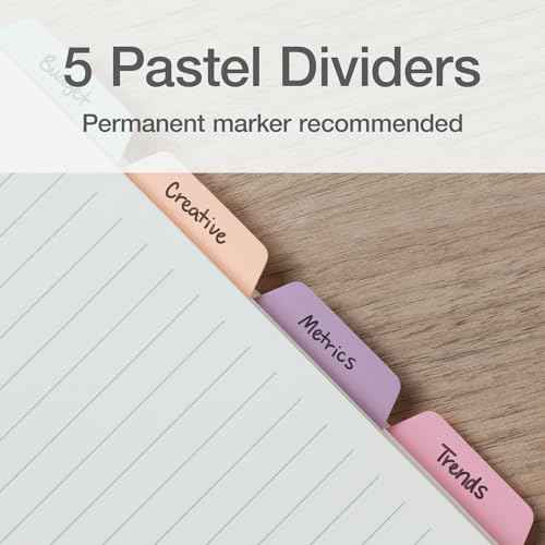 Oxford A5 Refill Paper, 6 Ring Lined Paper with Pastel Binder Dividers, 5 Tabs, 120 Sheets, 6 x 8.25 Inches, Notebook, Bullet Journal and Planner Inserts (1016731)