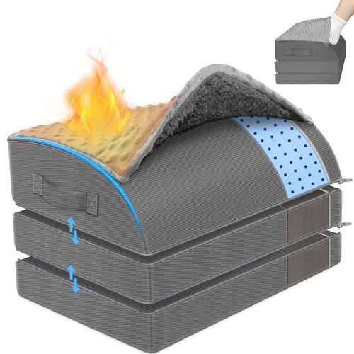 Foot Rest Under Desk for Office Use, Gel Memory Foam Foot Stool with 3 Adjustable Heights and Feet Warm Pocket for Back, Hip, Legs Discomfort Relief, Ergonomic Footrest for Office Chair & Gaming Chair