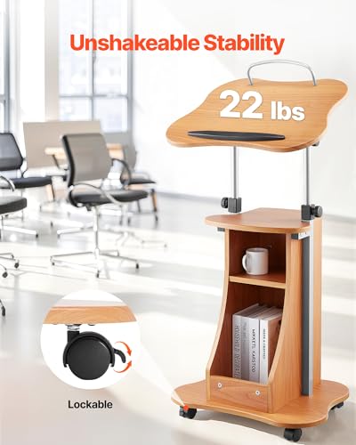 VEVOR 43 in Wooden Lectern Podium Stand with Adjustable Height & Angle — Dark Cherry