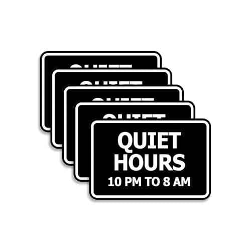 Signs ByLITA Classic Framed, Quiet Hours 10 pm to 8 am Sign (Black) - Medium (5 Pack)