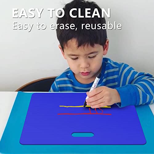 Privacy Shields 12 Pack Blue Durable Easy Carry Plastic Desk Dividers-Easy to Disinfect Classroom Dividers-Portable Divider-Re-usable Privacy Divider