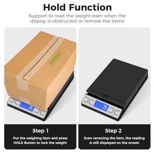 TIPRE Black Digital Shipping Scale 66lb with Fold-up Mail Stand, 0.1oz Precision