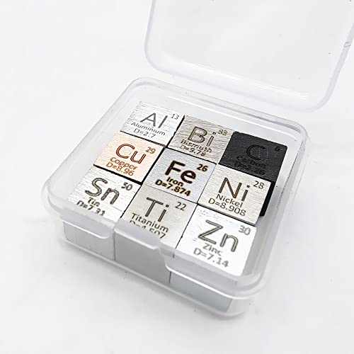 0.39" Element Cube Set - 10mm Density Copper Iron Bismuth Titanium - Up to 99.99% Purity (9-01)