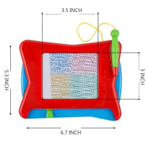 16pc Mini Magnetic Drawing Board, 4-Colors Travel Size Erasable Doodle Magna Board Toy, Small Writing Painting Sketching Pad, Educational Learning and Classroom Prizes for Toddler Boy Girl Kids Child