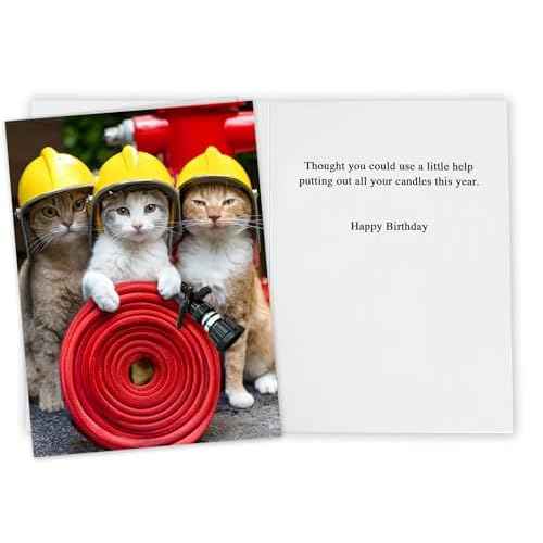 Funny Cat Birthday Card for women, men, family & friends - hilarious greeting card if you need help putting out your candles birthday cards for all
