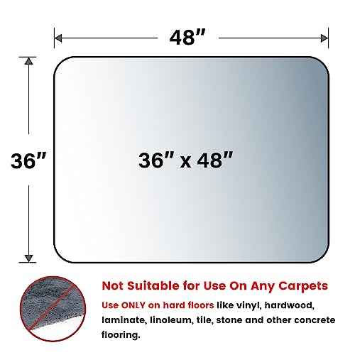 Yecaye Office Chair Mat for Hardwood Floor, 36" x 48" Clear Computer Desk Chair Mat, PVC Heavy Duty Floor Protector for Rolling Chairs, Can't be Used on Carpet(Transparent, 36" x 48")