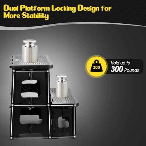2-Step Stool Foldable, Plastic Steps Stool Folding Step Ladder Two Stepstools Collapsible Step Stools for Adults for Kitchen Home Bathroom RV, Pool Ladder Above Ground-Black