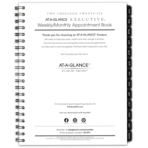 AT-A-GLANCE 2026 Weekly Monthly Refill for 70-NX81, 8-1/4" x 11", Large, Executive (709111026)