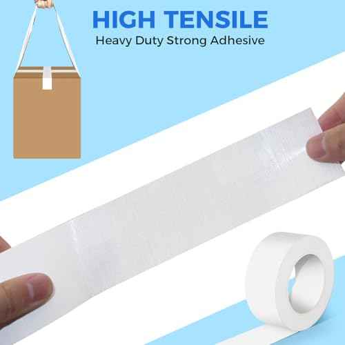 Duct Tape, 2 Inch x 35 Yards, 1 Roll, Waterproof and Heavy Duty, Tear by Hand, for Packing Repairing and Crafts (White)