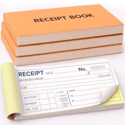 Rental Receipt Book Set — 4 Books, 100 Carbonless Receipts, Spiral Bound