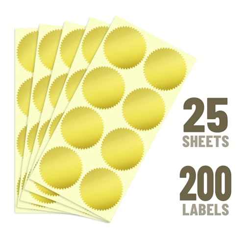200Pcs Gold Foil Seal Stickers - 2" Diameter for Sealing Awards Embossing Certificates and Envelopes Sticker Seals Embossing Stickers