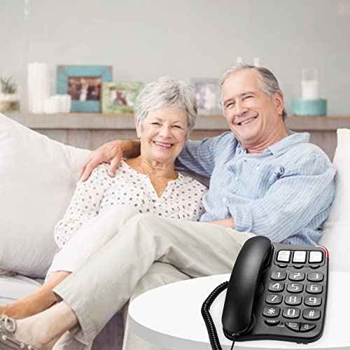 Large Button Phone for Seniors, Loud Ringer, One-Touch Dialing. Amplified Corded Phone with Speakerphone for Elderly Home Landline Phones, No Need to use Batteries.¡¦ (Black)