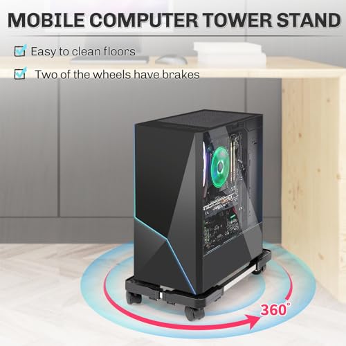 Liitrton Adjustable Black CPU Stand for Desktop Computers, Mobile Tower Holder