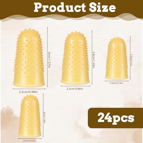 Rubber Finger Tips 24 Pack for Sorting Sewing Crafts & Paperwork - Reusable, Non-Slip