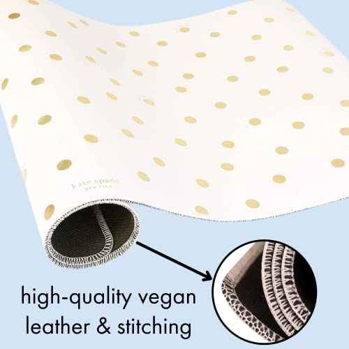 Kate Spade New York Decorative Desk Pad, Vegan Leather Keyboard and Mouse Pad for Desktop, Gold Dot with Script