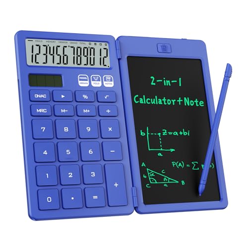 ROATEE Blue Desk Calculator with Erasable LCD Notepad - Portable Office & School Essential