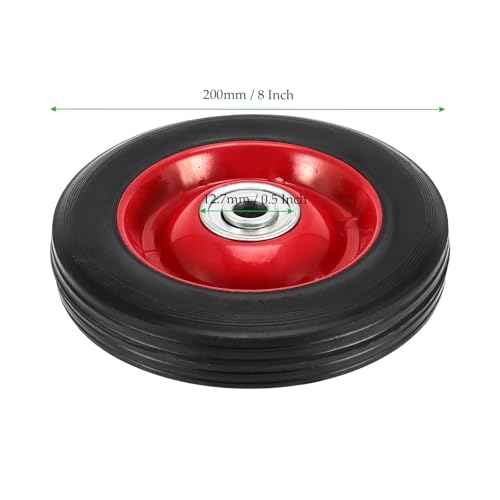 4 Pack 8 x 1.75 Inch Solid Rubber Wheel, Flat Free Rubber Tire with Ball Bearing, 1/2 Inch Bore Axle Replacement Hand Truck Wheel, 220lbs Load Capacity