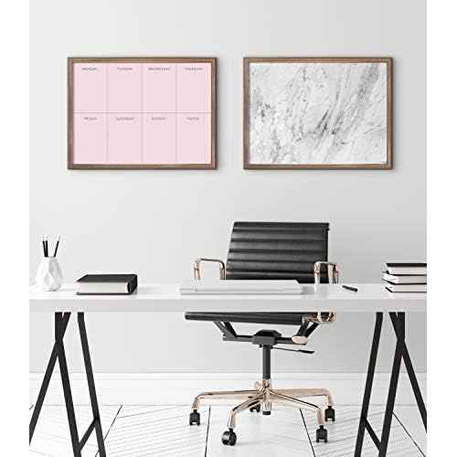 Kate and Laurel Blake This Week Framed Pink Printed Glass Dry Erase Wall Art by The Creative Bunch Studio, 18x24 Gold, Weekly Calendar Printed Glass Wall Organizer