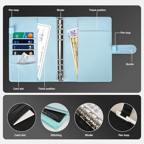 Koboome Blue 100 Envelopes Money Saving Challenge Binder - Fun Budget Planner