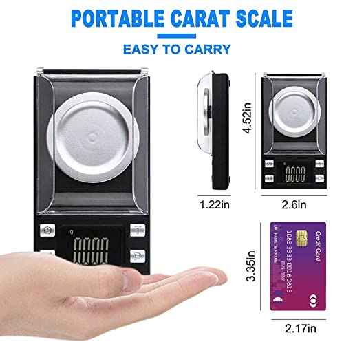 Milligram Scale 50g/0.001g,Precision Mini Carat Gram Scale for Powder Medicine,Jewelry,Gem,Reloading,Lab,Pocket Scale with Cal Weight,Professional Mg Scale with Tare,LCD Display,Powder Scoop