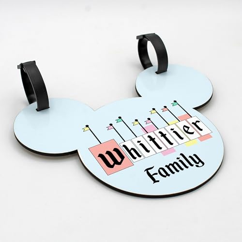 Personalized Stroller Name Tag, Mouse Ears Sign, Family Stroller License Plate Sign for Theme Parks, Amusement Park Family Sign (Style 11)