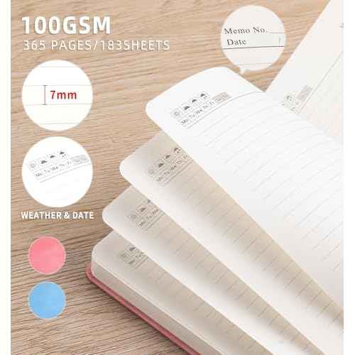 Lined Journal Notebook 365 Pages, A5 Leather Journals for Writing Women & Men, Hardcover Notebook with 100GSM Thick Paper, Daily Journal Notebook for Travel, Work, School, Note Taking, College Ruled