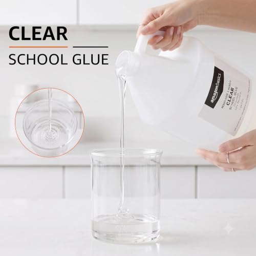 Amazon Basics 1 Gal Clear School Glue for Slime, Paper, Wood – All-Purpose Adhesive, 128 fl oz