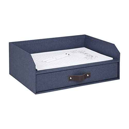 Bigso Walter Letter Tray for A4 or Letter Size Documents - Paper Tray Organizer for Desk with Storage Drawer and Stable Rubber Feet - 13.1in x 10in x 5.2in - Blue