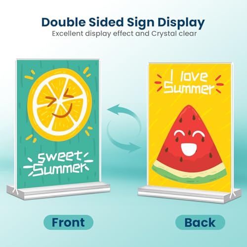 NICELINK 15 Pack Vertical 5x7 Acrylic Sign Holders Double Sided Table Menu Displays