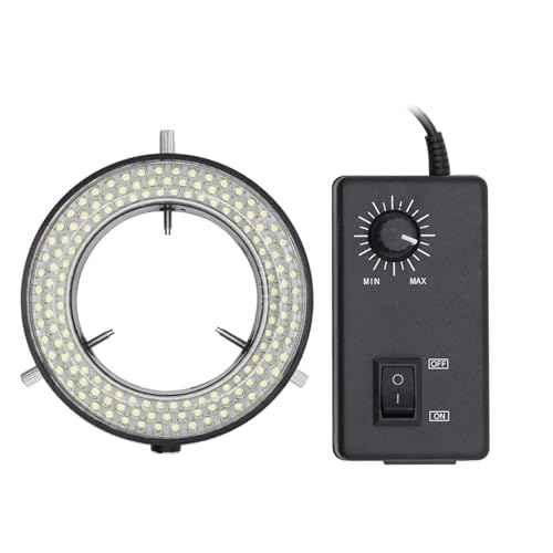 DIYPHONE Microscope 144 LED Ring Light Adjustable Illuminator,Microscope Lamp Source for Industry Stereo Microscope Camera,Black