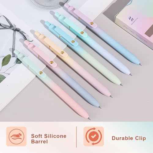 ITAWIXS Gel Pens, 6 Pcs 0.5mm Quick Dry Black Ink Pens Fine Point Smooth Writing Pens, Cute Office School Supplies Gifts for Women