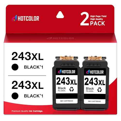 PG-243 Black Ink Cartridges Replacement for Canon 243 Black Ink for Canon 243 and 244 Ink cartridges for Canon MG2522 TR4520 MX492 TS202 TS3322 TR4500 TS3122 MG2500 TR4522 MX490(2 Black)