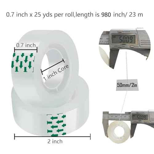 12 Rolls Transparent Tape Refills Rolls Each Rol 1 inch Corel 3/4 x 980 Inches,for School,Office, Home.