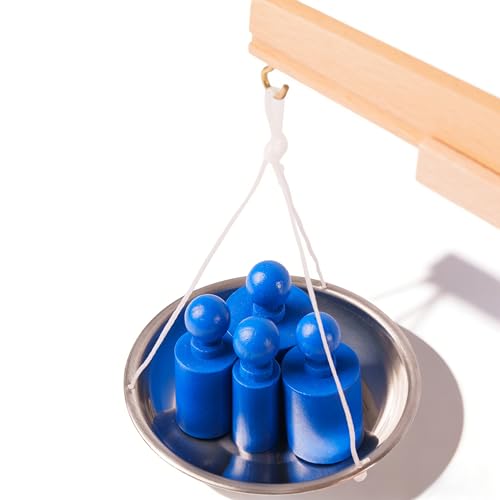 Premium Montessori Balance Scale - Wooden Beechwood Kids Measuring Toy 3+