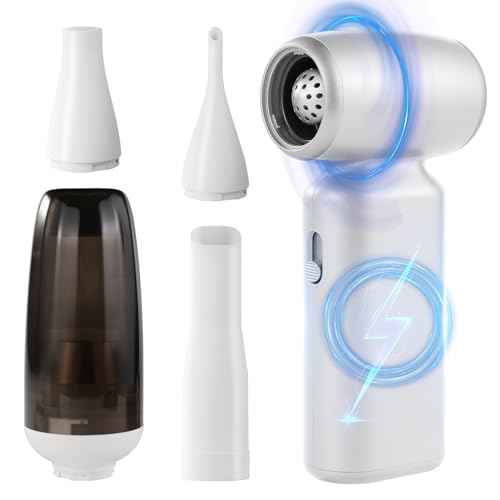 130,000 RPM High-Speed Turbo Fan, Handheld USB Rechargeable Hurricane Fan for Camping and Car Use, Blow and Suction 2-in-1 Design (White)