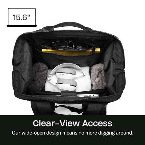 SUNNY BIRD Laptop Backpack, 15.6 Inch Laptop Work Bag, Wide Open Casual Daypack for Women, Men and Adult (Black)
