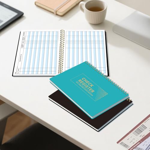DeBiao Extra Wide Checkbook Register Book - Green, Large Print, 8.5 x 6 Spiral