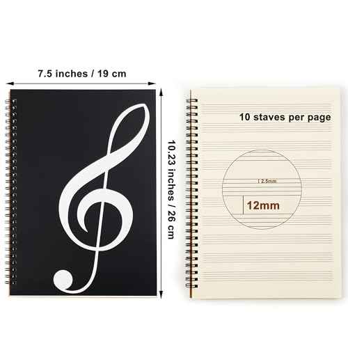 Blank Sheet Music Notebook, 160 Pages Composition Staff Paper Notebook, Manuscript Paper Notebook, 10 Staves (Music clef notebook)