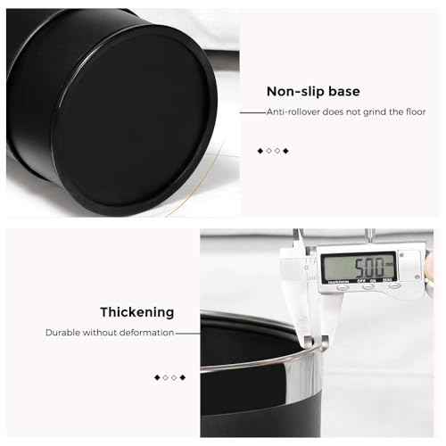 Open Top Hotel Trash Can, Office Metal Black Waste Basket,Round Garbage Can for Hotel,Restaurant,Office