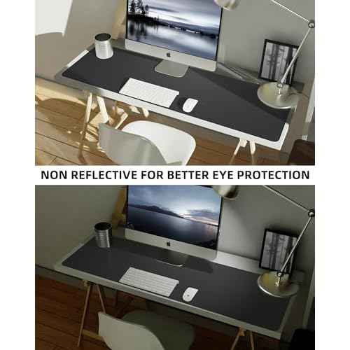 Leather Desk Pad Protector,Mouse Pad,Office Desk Mat, Non-Slip PU Leather Desk Blotter,Large Desk mat,Waterproof Keyboard mat for Office/Home/Decor (Black,48" x 24")