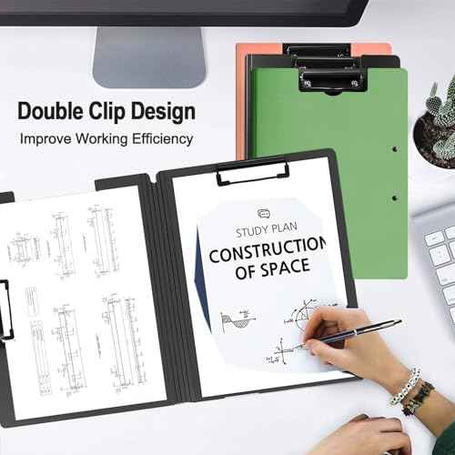 10 Pack Foldable Clipboards, A4 Clipboard Folder, Office Clipboard Folder with Double Clips Metal Clip, Storage Clipboards for Office, School or Medical Field(5 Colors)