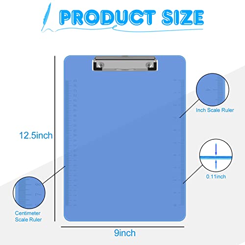 HERKKA 25 Pack Plastic Clipboards Low-Profile A4 Letter Size Assorted Transparent