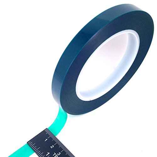 5 Roll High Temp Masking Tape Kit for Powder Coating, Painting, Hydrodip, Sublimation - Green Polyester 1/4", 3/8", 1/2", 3/4" & 1"