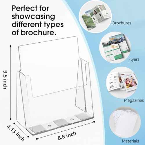 MaxGear Acrylic Brochure Holder 8.5x11 inch, Clear Plastic Literature Holder for Flyers, Pamphlets, Magazines and Booklets, for Countertop Use, Acrylic Display Stand for Office, 4 Pack