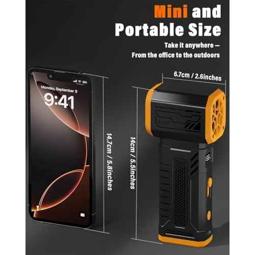 Compressed Air Duster, 130K RPM Powerful Cordless Electric Mini Blower with Display, 10-Gear Adjustable Jet Fan with Fast Charging, Rechargeable Air Blower for Home, Outdoor and Car (Black, Blow)