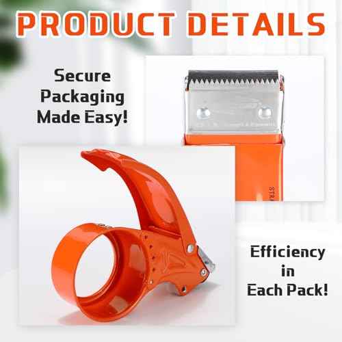12 Pcs 2 Inch Packing Tape Dispenser Gun Heavy Duty Metal Tape Gun for Packing Boxes Wide Tape Gun for Handheld Sealing Cutter Warehouse Tools, White, Orange, Blue